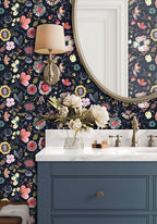 Wallpaper Peel and Stick Floral Wall Paper Removable Waterproof Blue/Red/Yellow - Image 8