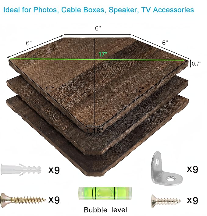 Joiishom Wood Corner Wall Shelves Set of 2, Solid Wood Corner Floating Shelves - Image 3