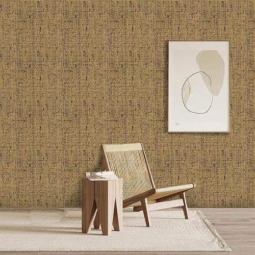 15.75"x590.6" Brown Wallpaper Peel and Stick Removable Grasscloth Textured Wall - Image 2