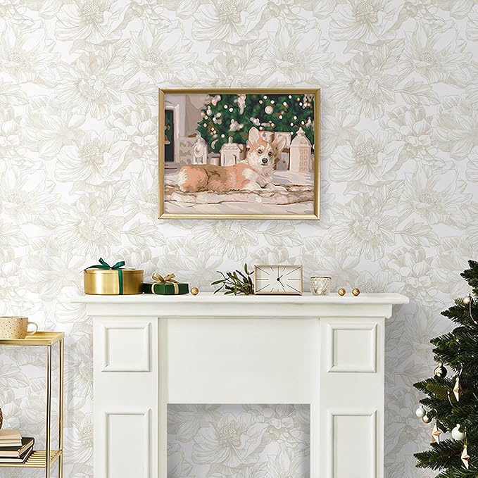 Ismoon Large Floral Peel and Stick Wallpaper Boho Beige/Coffee Contact Paper - Image 2