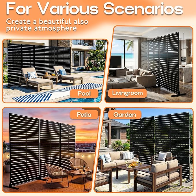 MTART Metal Privacy Screen 72" H x 47.2" Decorative Outdoor Privacy Screen - Image 7