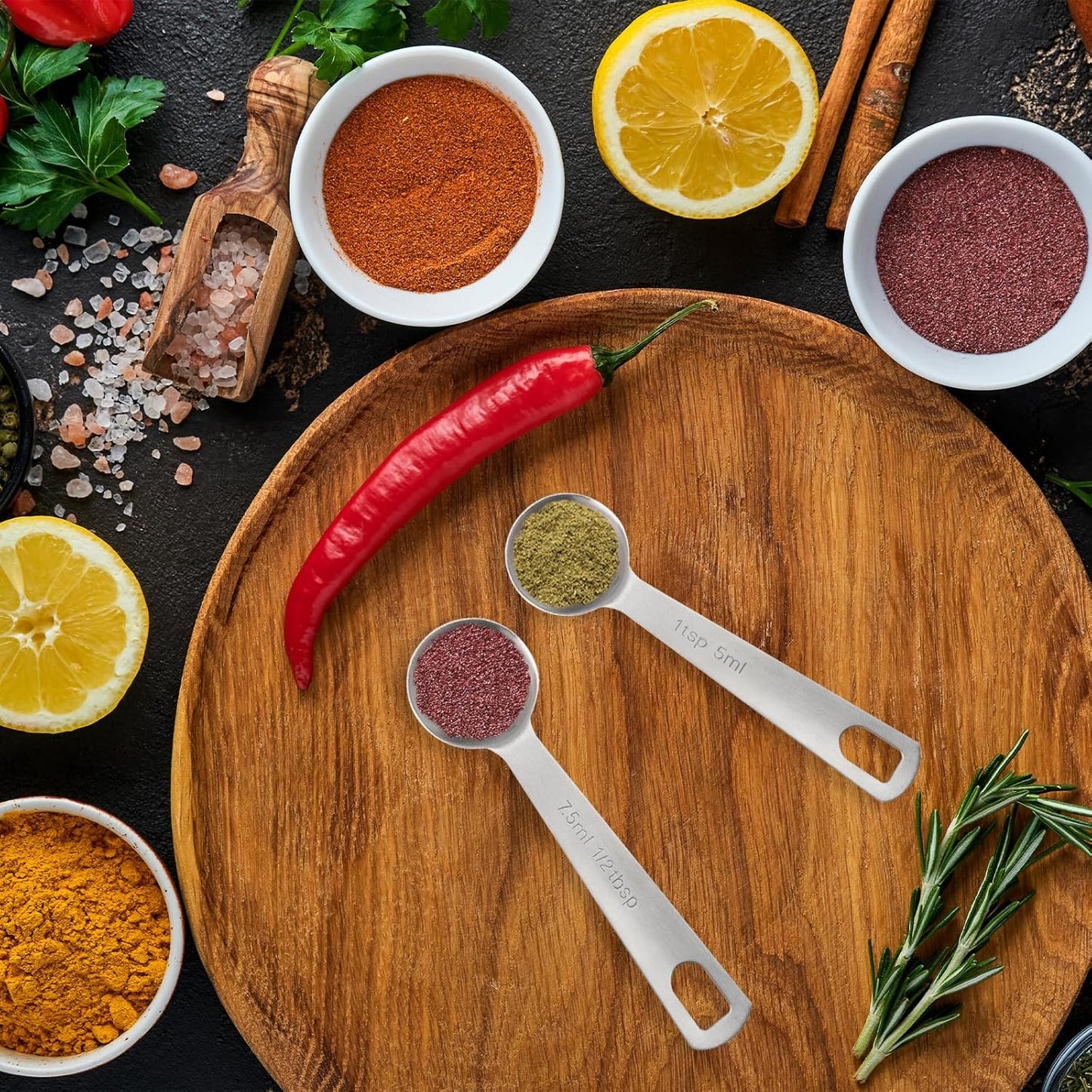 2 Pcs Measuring Spoons Tablespoon Measuring Spoon Set Food Grade Stainless Steel Measuring Teaspoon for Kitchen Cooking(1TSP/5ml, 1/2TBSP/7.5ml)