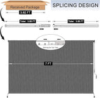 7'W x 8'H Gray Patio Shades Roll up Outdoor Roller Shade Crank Wand Blind - Image 3