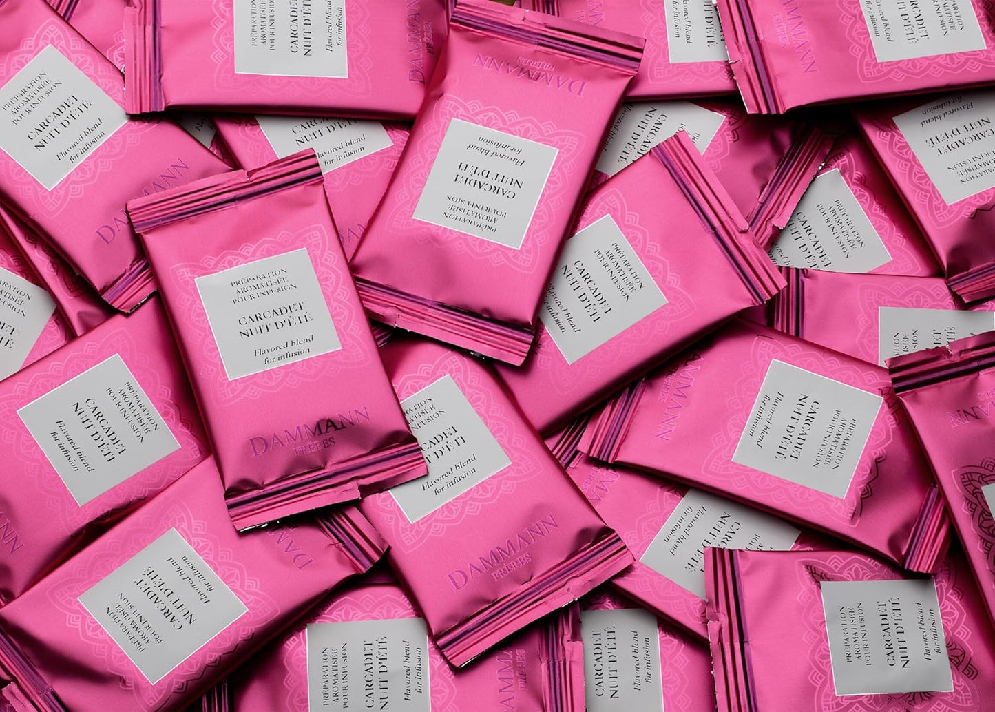 Dammann Freres Sachets, Carcadet Nuit d'été Tea Bags, Premium Gourmet French Hibiscus and Berry Herbal Tea, Individually Wrapped, 24 Count (Single Pack)