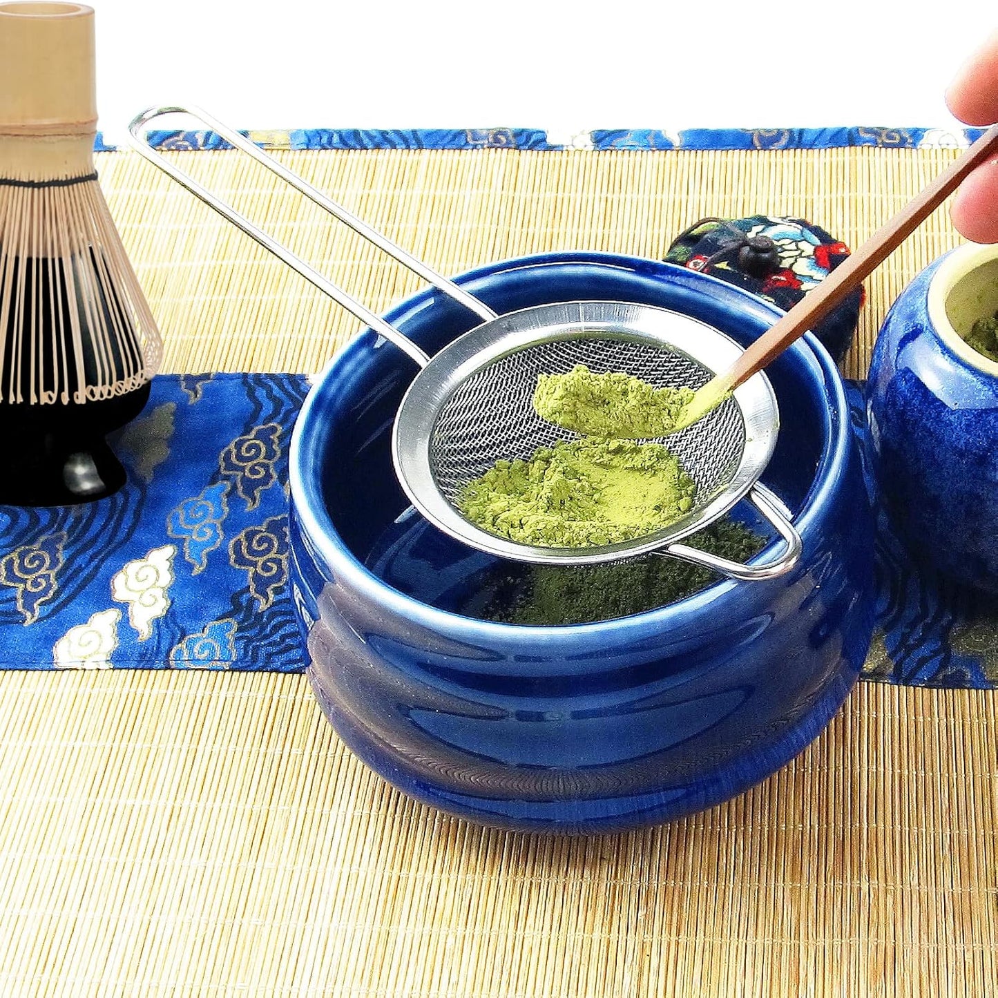 Artcome 12Pcs Japanese Matcha Tea Set - Bowl, Bamboo Whisk, Holder, Brush and Screen - Handmade Ceremony Kit for Traditional Tea Ceremony