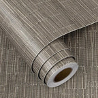 FunStick 15.8"x240" Grasscloth Peel and Stick Wallpaper Textured Taupe Brown - Image 7