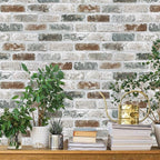 Guvana 17.3"×787" Brick Peel and Stick Wallpaper Red/Blue/Grey Brick Contact by Guvana