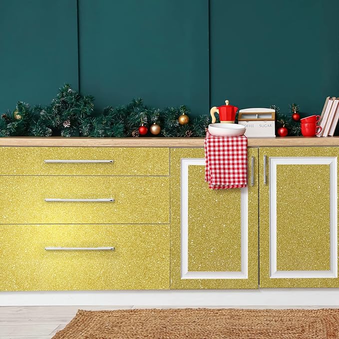 CHIHUT Gold Sparkle Contact Paper 15.7''x100'' Gold Glitter Wallpaper Peel and - Image 4