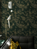 Froluya Dark Green and Gold Wallpaper Floral Peel and Stick Wallpaper - Image 3