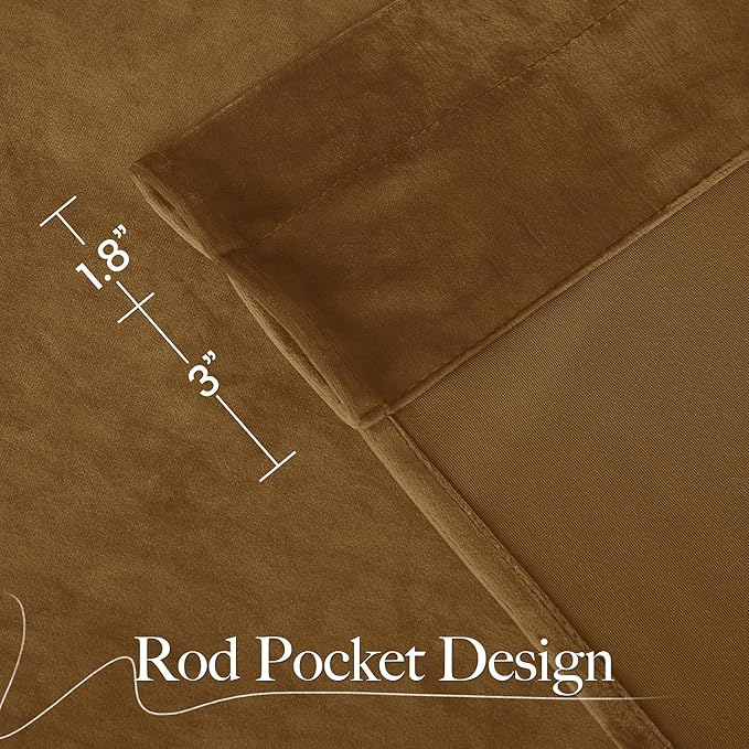 NICETOWN Gold Brown Velvet Curtains 2 Panels, Luxury and Soft Backdrops - Image 7