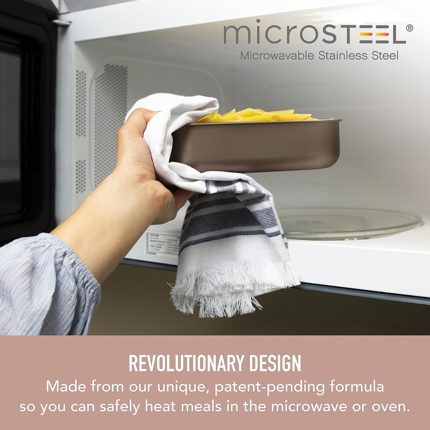 Bentgo MicroSteel Leak-Proof Lunch Box - Microwave-Safe, Oven-Safe, Bento-Style Container with Removable Divider, Airtight Lid, Sustainable Design, Odor & Stain Resistant (Rose Gold)