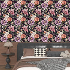 Laatse Purple Vintage Floral Wallpaper Peel and Stick Red Rose Peony Flowers - Image 2