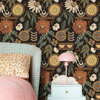 JiffDiff Boho Wallpaper Peel and Stick 17.3" x 400" Vintage Sun Floral Retro - Image 2
