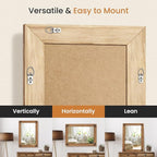 Bathroom Mirror for Wall with Wooden Frame, Vertical or Horizontal Hanging - Image 4