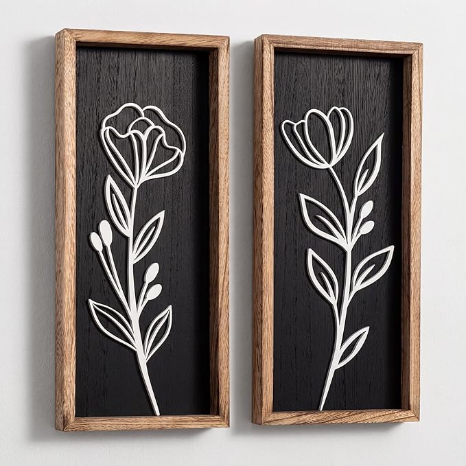 3D Vintage Black Living Room Decor Lightweight, Wooden Ready-to-Hang Framed by TideandTales