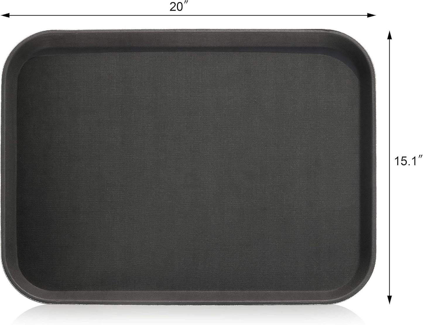 New Star Foodservice Restaurant Grade Non-Slip Tray, Plastic, Rubber Lined, Rectangular (Black, 15-Inch x 20-Inch)
