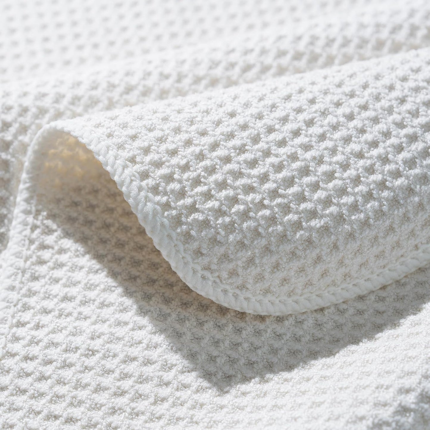 POLYTE Premium Microfiber Kitchen Dish Hand Towel Waffle Weave 12 Pack (16x28 in, Off White)