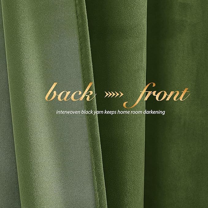NICETOWN Moss Green Velvet Curtains and Drapes, Thermal Insulated Soft Window - Image 4