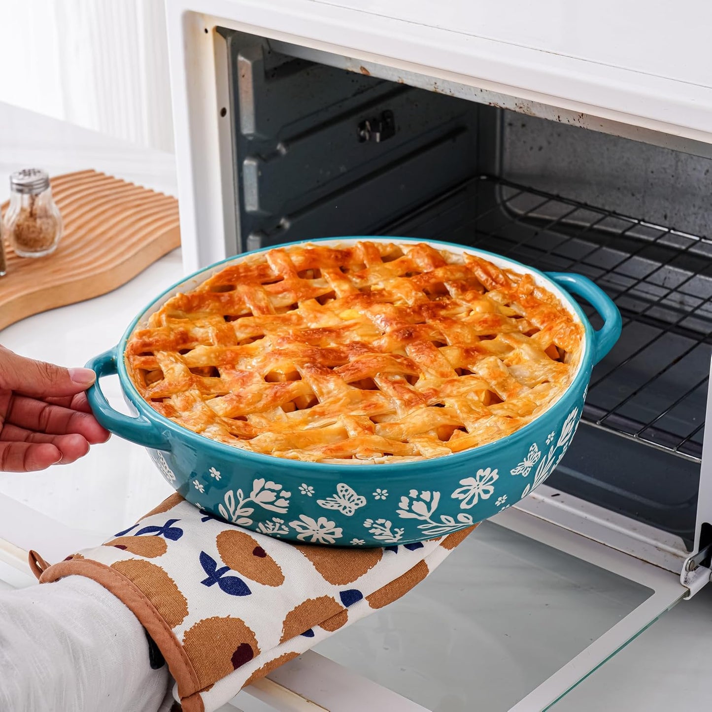 Wisenvoy Pie Pan Ceramic Pie Dish 9.8 Inches Pie Plate Porcelain Deep Dish Pie Pan Non-Stick Pie Pans