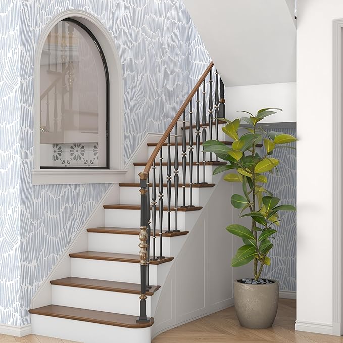Theper Blue Wallpaper 17.3"×118" Modern Striped Peel and Stick Wallpaper Boho - Image 7