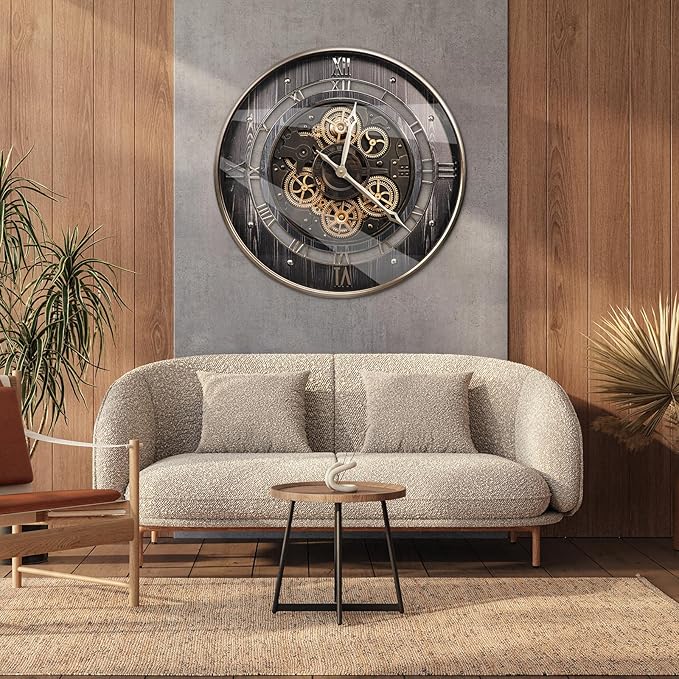 HOIBAI Wall Clock, 24 Inch Moving Gears Clock Large Wall Clock - Image 7