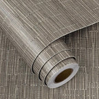 FunStick 16"x472" Textured Taupe Brown Wallpaper Peel and Stick Grasscloth - Image 7