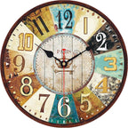 VIKMARI 14 Inch Wooden Wall Clock Battery Operated Retro Rustic Decorative Clock by VIKMARIWallClock