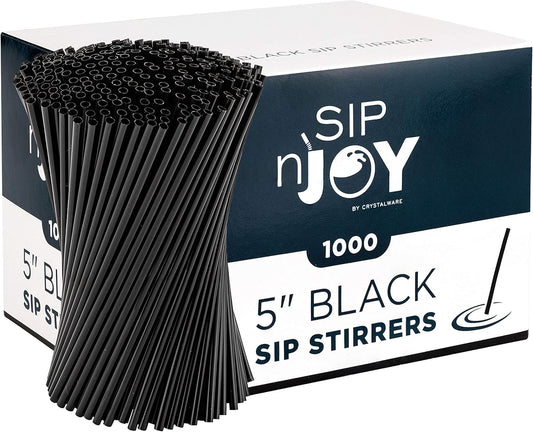 Coffee Stirrers Sticks, Disposable Plastic Drink Stirrer Sticks, 1000 Stirrers, Use It As A Coffee Straws Or A Cocktail Mixers (Black, 5-Inch (Pack of 1)