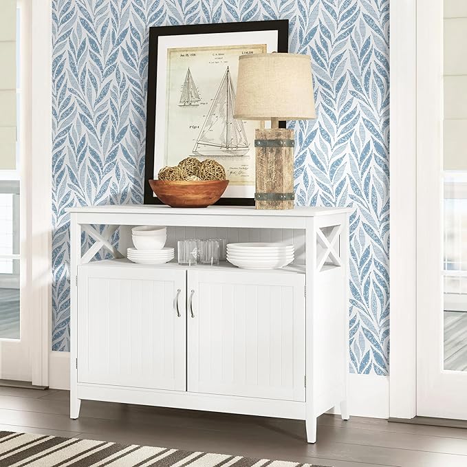 Safiyya 393"x17.3" Blue Peel and Stick Wallpaper Boho Contact Paper Modern - Image 5