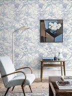 Ismoon Vintage Floral Wallpaper Peel and Stick Beige and Blue Contact Paper - Image 5
