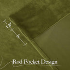 NICETOWN Moss Green Velvet Drapes 120 inch Long - Image 7