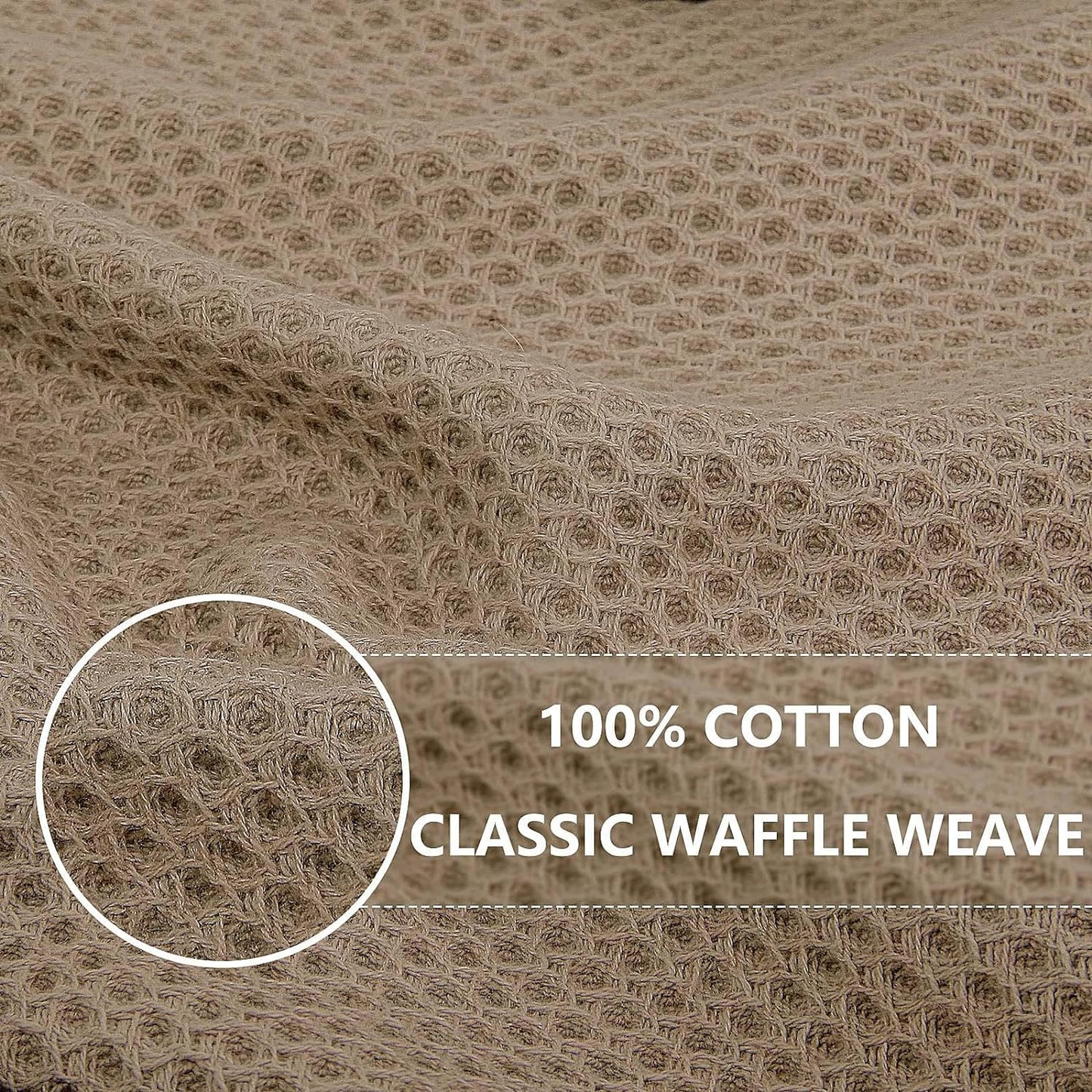 Homaxy 100% Cotton Waffle Weave Kitchen Dish Cloths, Ultra Soft Absorbent Quick Drying Dish Towels, 12 x 12 Inches, 12-Pack, Tan