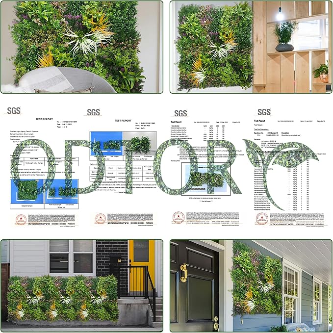 ODTORY Artificial Greenery Grass Wall Panels: 20''x 20'' 16P UV-Anti Faux Ivy - Image 5