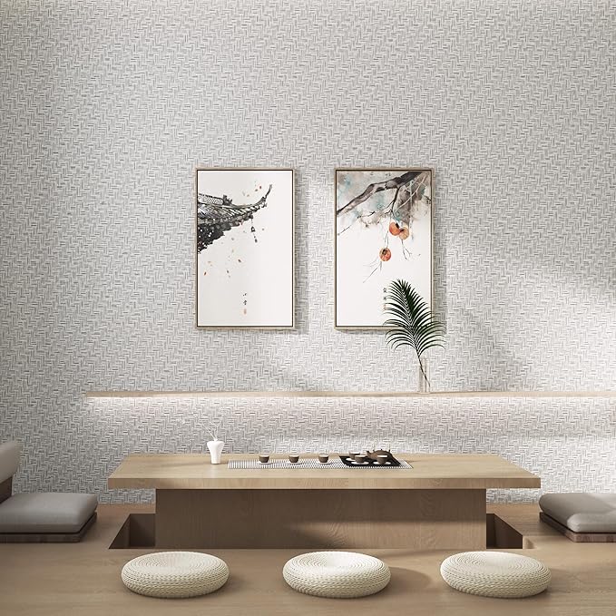 Haimin Fabric Wallpaper Textured Contact Paper Grasscloth Wallpaper Peel and - Image 7