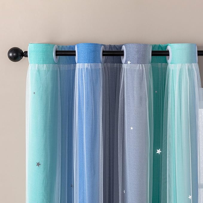 XiDi Curtains for Bedroom Decor, Rainbow BluGrenGrey-34-96 - Image 2