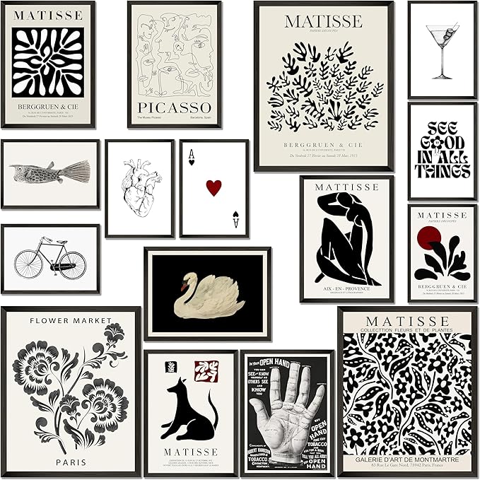 LANCHI95 16 PCS Black and White Home Decor, Eclectic Wall Art, Minimalist by LANCHI95