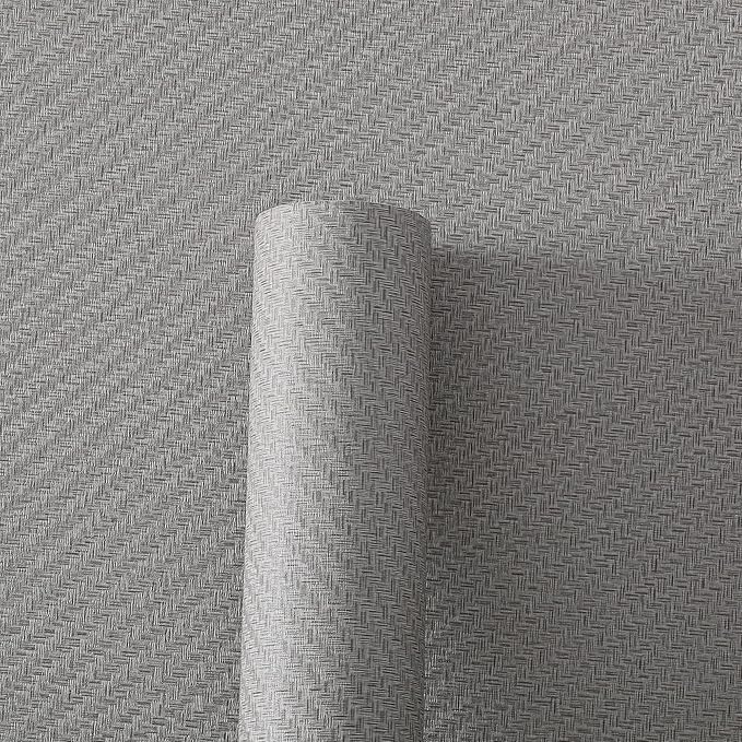 Haimin Fabric Wallpaper Textured Contact Paper Gray Grasscloth Wallpaper Peel - Image 7