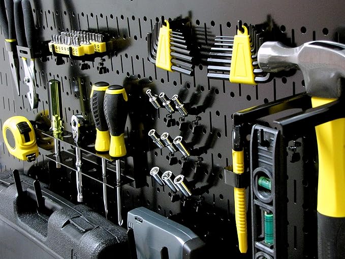 Wall Control Pegboard 16in x 32in Horizontal Black Metal Pegboard Tool Board - Image 2