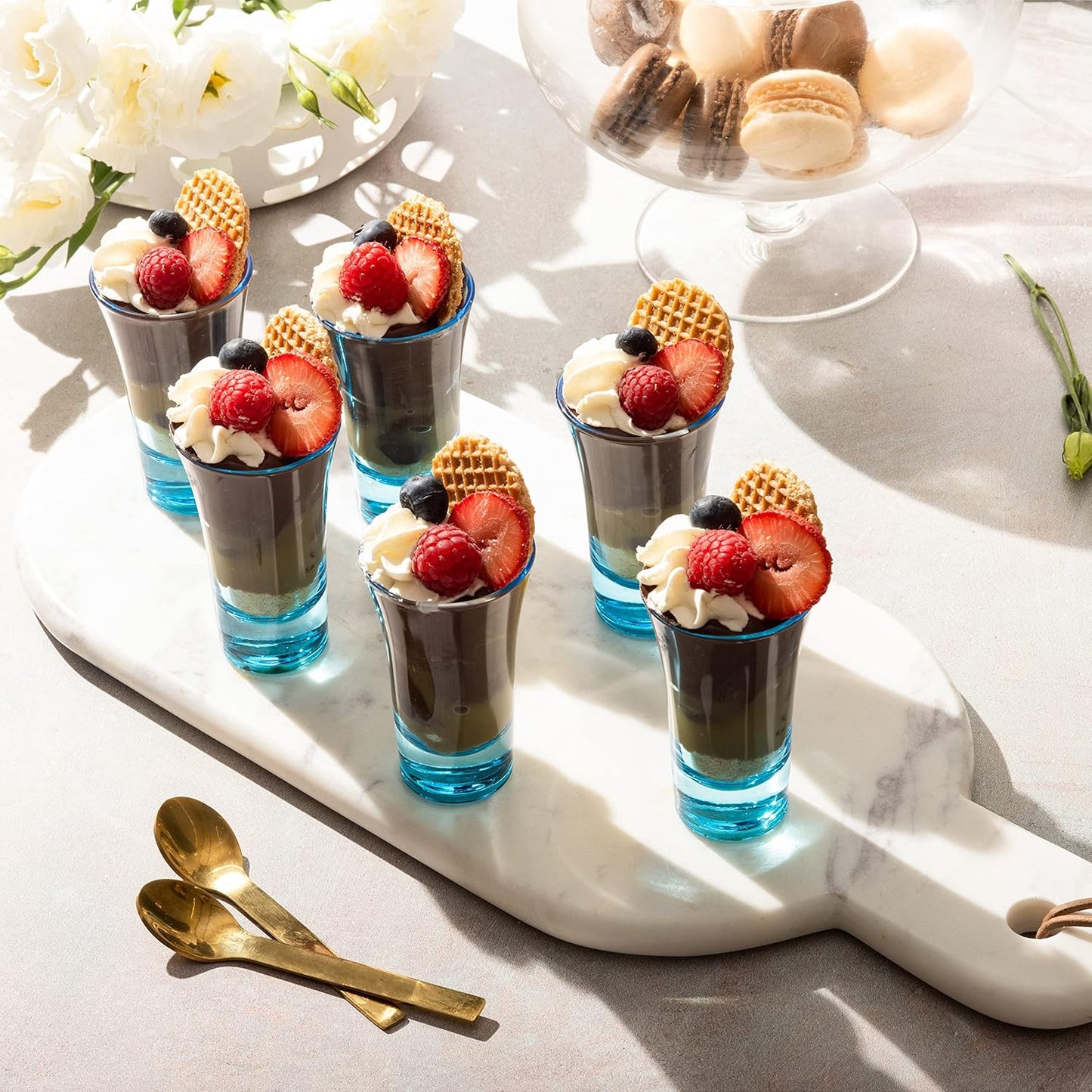 M&N HOME Ombre Blue Shot Glass Set, 2 Oz Set of 6 Colored Shot shot glasses, Whiskey Glasses, Tequila Shot Glasses, Cocktail Glasses, Round Shot Glasses for Vodka, Spirits & Liquor (Gradient Blue)