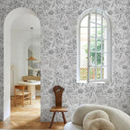 JiffDiff Peel and Stick Wallpaper Black and White Floral Wall Paper 17.3" x - Image 3