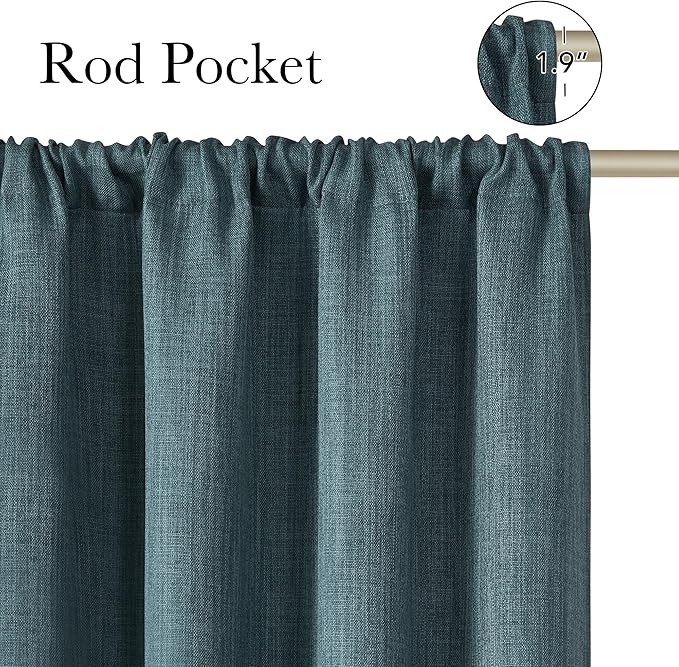 NICETOWN Greyish Blue Room Darkening Rod Pocket Curtains 63 inch Length - Image 2