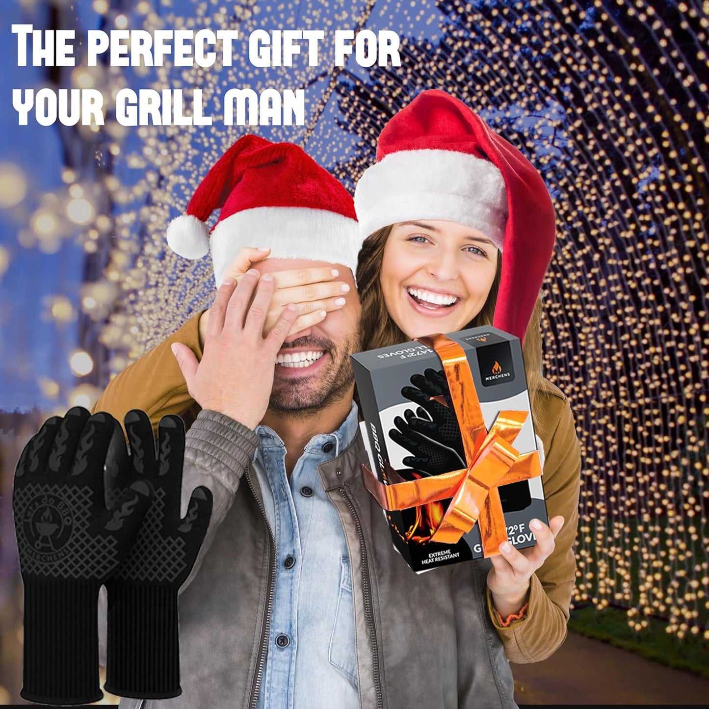 Pro-Series BBQ Gloves - Heat Resistant Grill, Grilling, and Oven Gloves for Culinary Experts - Extreme Fireproof Protection, Silicone Grip, Extra Long Mitts - Indoor & Outdoor - with Protective case