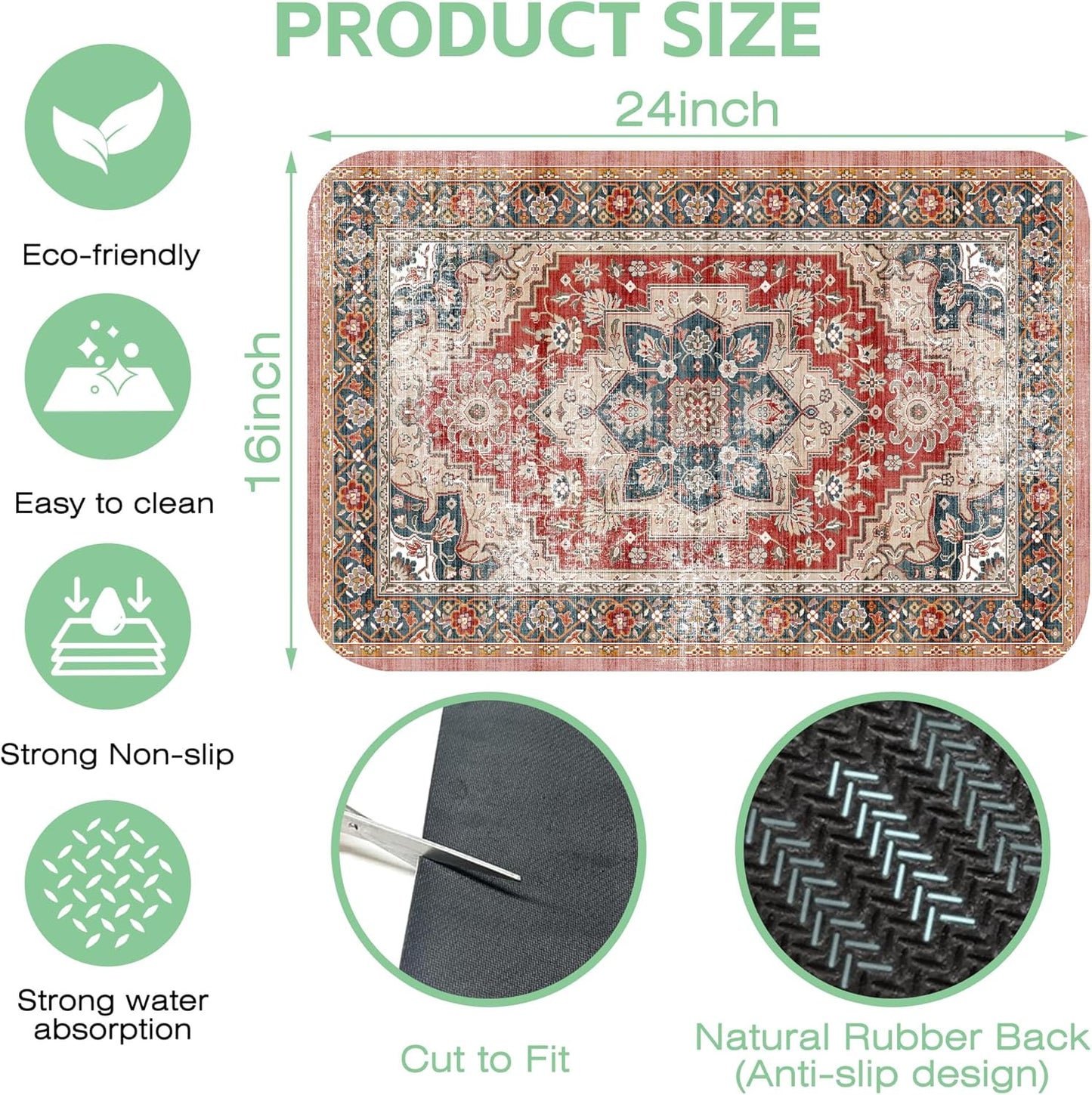 Dish Drying Mat Persian Style Textile Rug Texture Dish Drying Pad,16"X24"Bsorbent Coffee Mat for Sink Dishes or Under Rack Kitchen Counter Accessories Absorbent Hide Stain Drying Mat