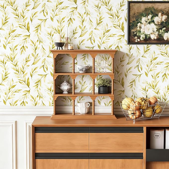 Livebor Leaf Peel and Stick Wallpaper Olive Leaf Contact Paper17.7in x 118.1in - Image 8