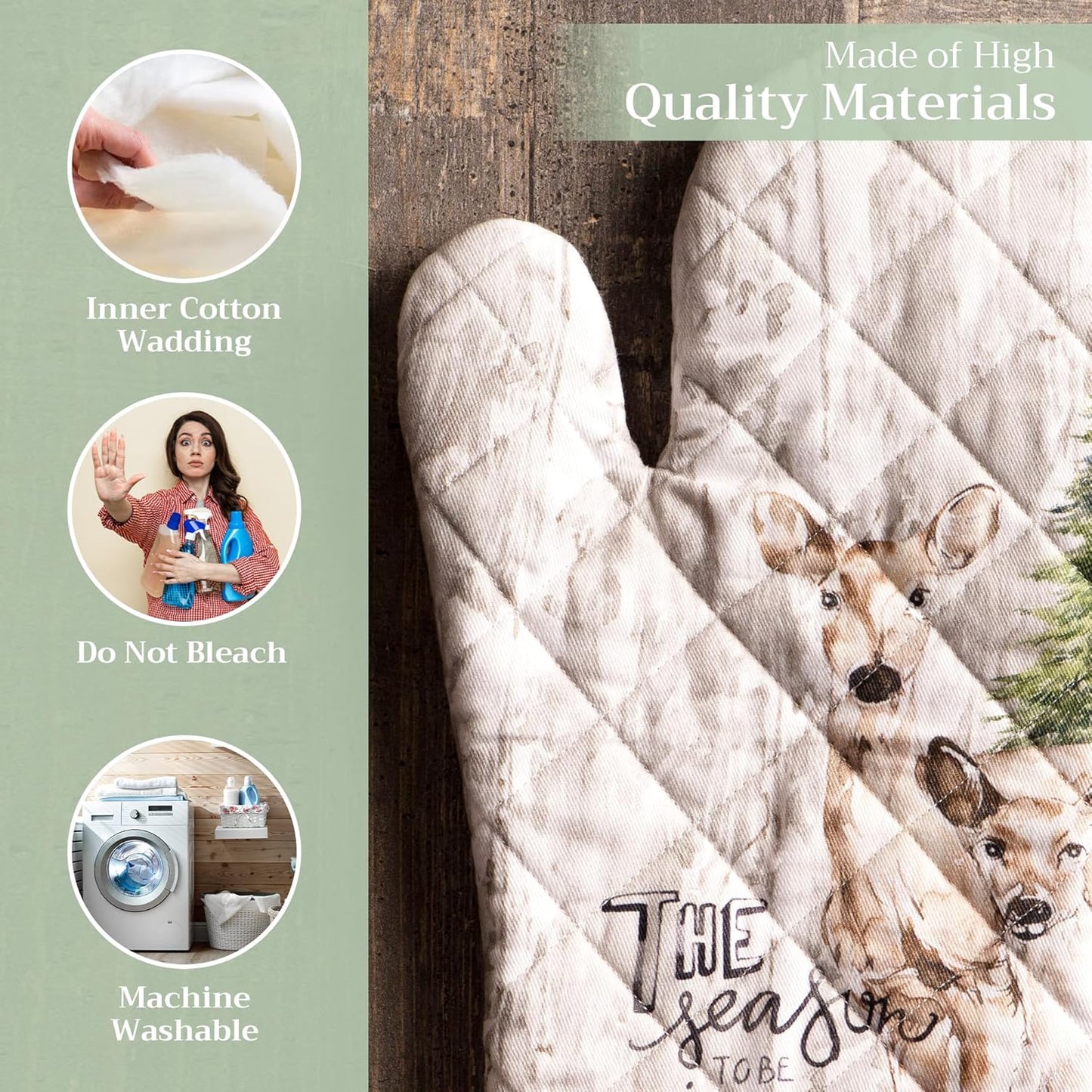 Maison d' Hermine Oven Gloves 100% Cotton Oven Mitt 7" x 13" with Loop Heat Resistant, BBQ, Cooking Gloves, Baking, Grilling, Kitchen, Handling Hot Pans (Pack of 1, Mountain Life)