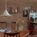 Brown Grasscloth Peel and Stick Wallpaper 17.3"x300" Faux Linen Textured - Image 3