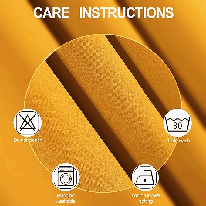 LEMOMO Yellow Thermal Blackout Curtains/42 x 95 Inch/Set of 2 Panels Room - Image 4