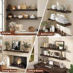 Floating Shelves Set of 2, Solid Elm Wood Wall Shelves 32 Inch - Image 6