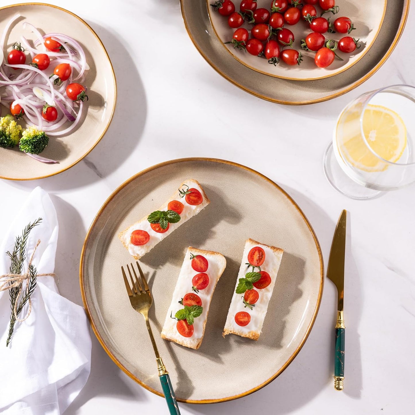 AmorArc Ceramic Dinner Plates Set of 6, 10.5 Inch Handmade Reactive Glaze Stoneware Plates, Large Rustic Shape Dinnerware Dish Set for Kitchen, Microwave & Dishwasher Safe, Scratch Resistant