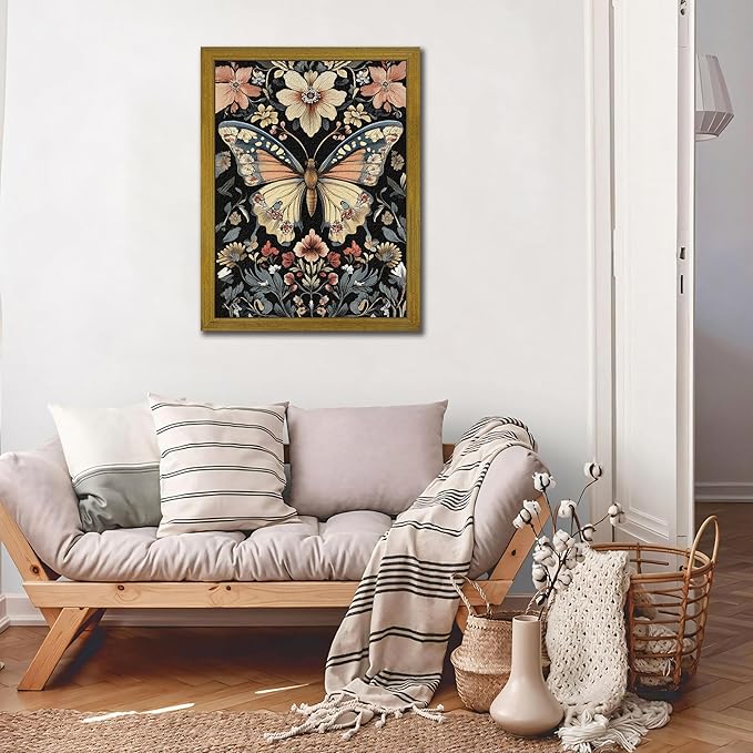 Hand Drawn Sandstone Nature Floral Wall Art, Framed Vintage 3D Textured - Image 5
